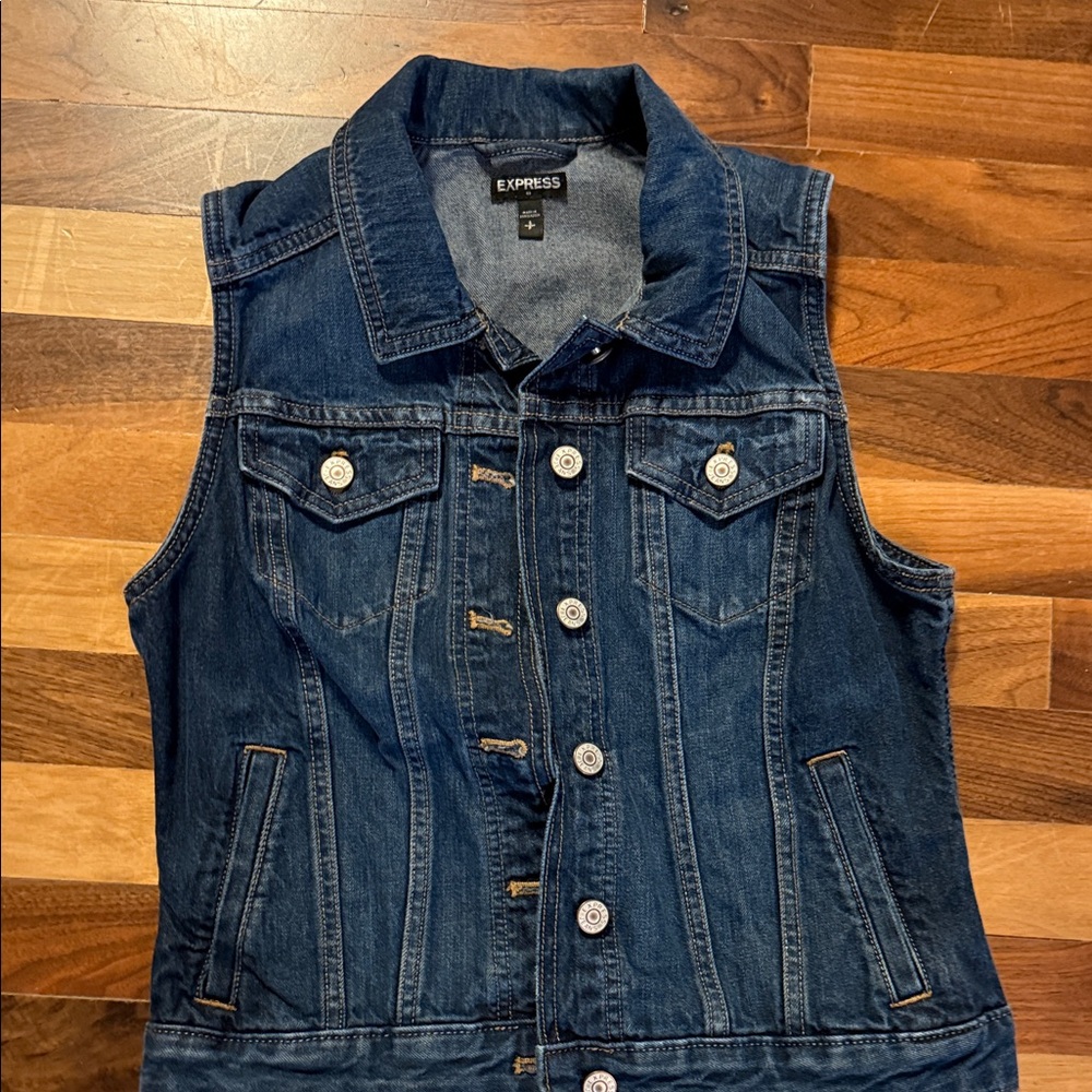 Express Dark Blue Denim Vest